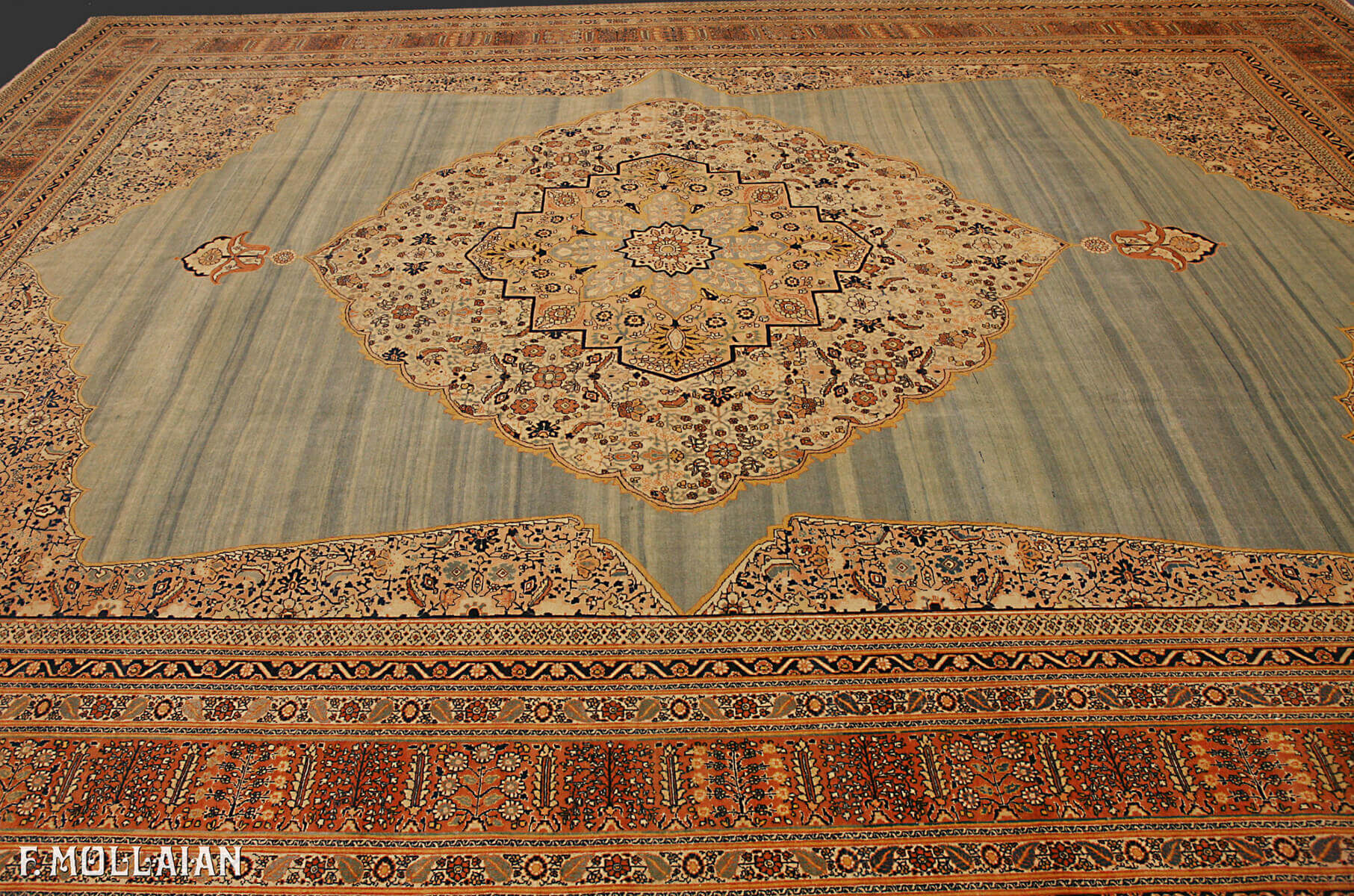 A Rare Antique Persian Tabriz Hadji Djalili Carpet n°:26559648